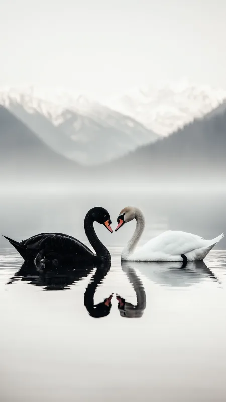 White Bird Form A Heart Shap Love Wallpaper
