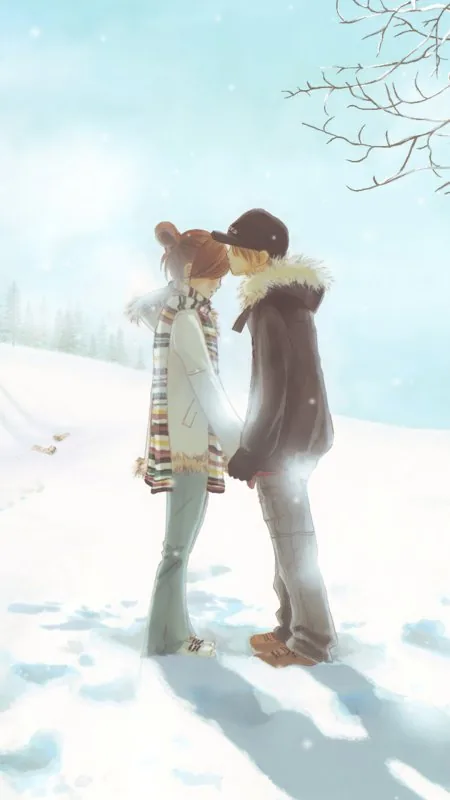 Winter Snow Kiss Love Wallpaper