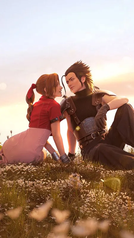 Zack Fair Aerith Love Phone Wallpaper