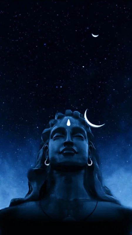 Adiyogi Face Crescent Night Mahadev Wallpaper