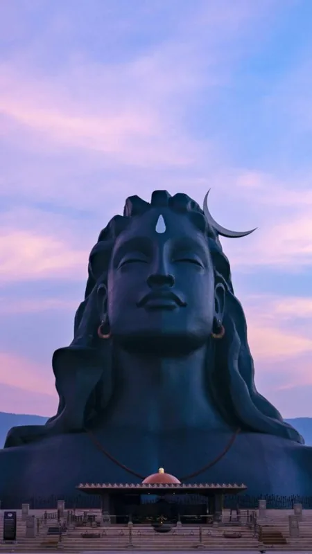 Adiyogi Statue At Dusk Mahadev Wallpaper