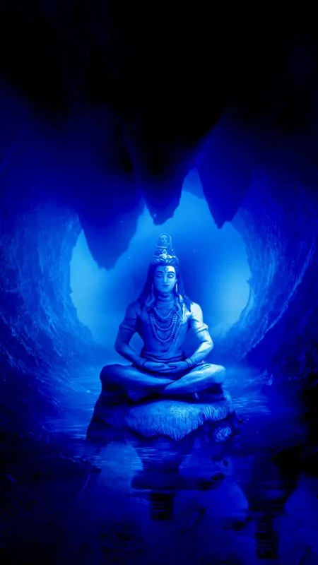 Blue Cave Meditation Mahadev Wallpaper