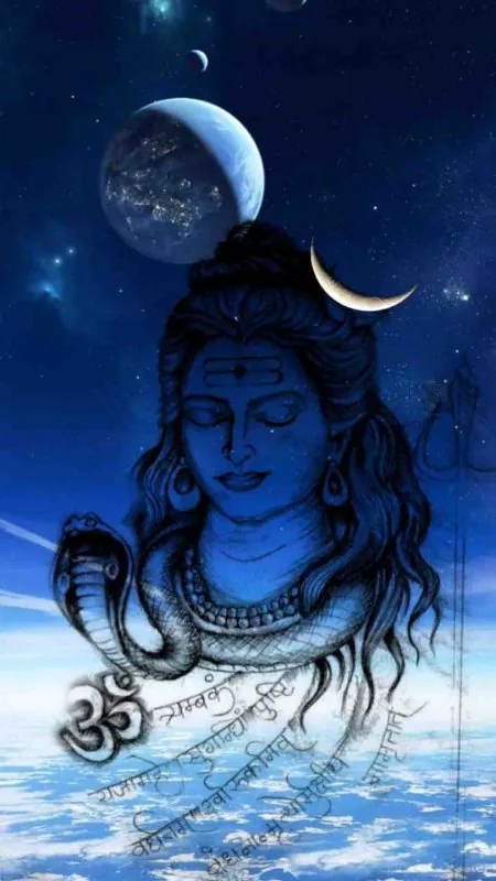 Blue Shiva Cosmic Night Sketch Mahadev Wallpaper