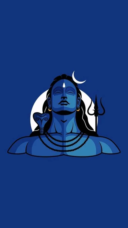 Blue Shiva Vector Portrait Mahadev Wallpaper