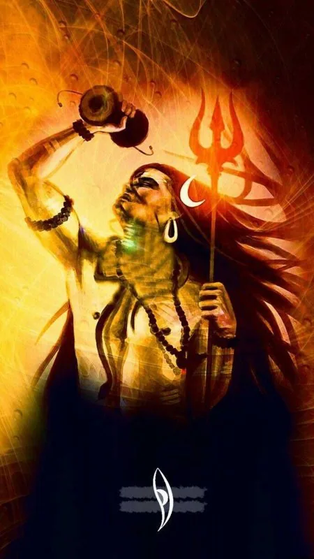 Fiery Shiva Raising Damru Mahadev Wallpaper