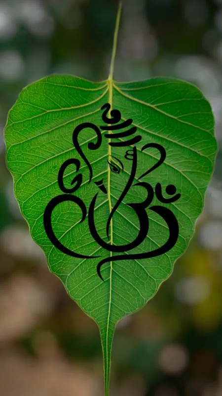 Ganesha Art On Peepal Leaf Mahadev Wallpaper