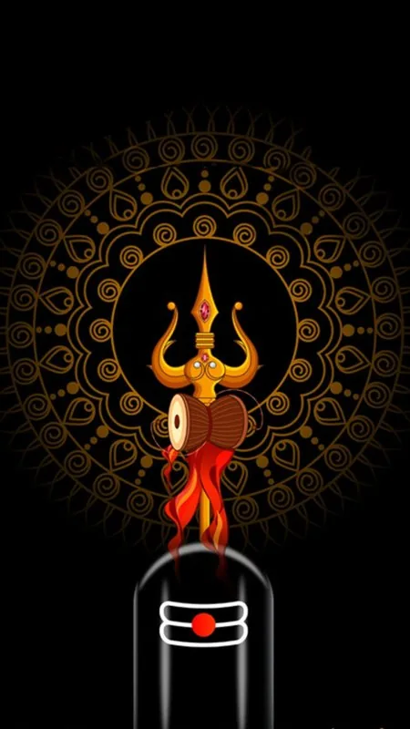 Golden Trishul Damru Mandala Mahadev Wallpaper