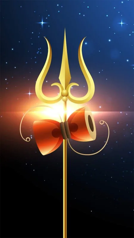 Golden Trishul With Damru Mahadev Wallpaper