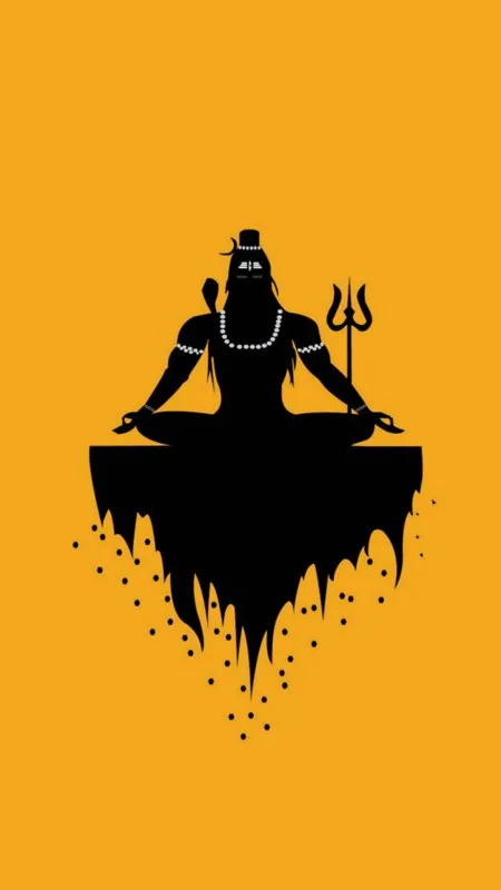 Meditating Shiva Yellow Minimal Mahadev Wallpaper