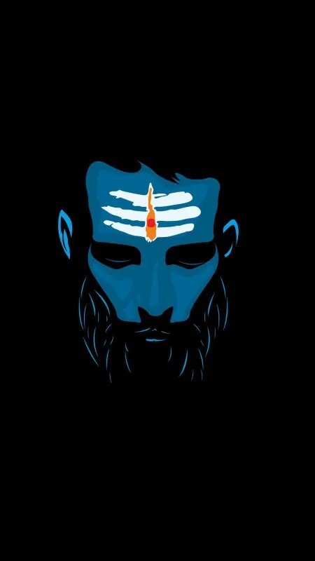 Minimal Blue Shiva Face Mahadev Wallpaper
