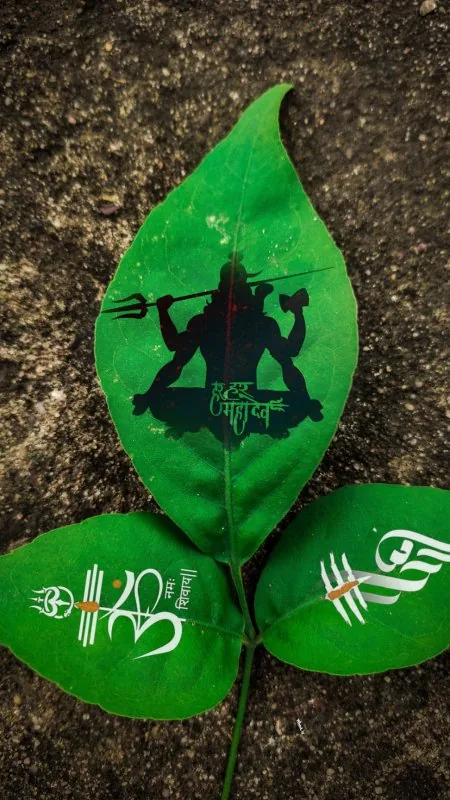 Shiva Art On Leaves Mahadev Wallpaper