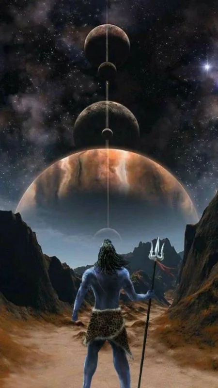 Shiva Facing Aligned Planets Mahadev Wallpaper