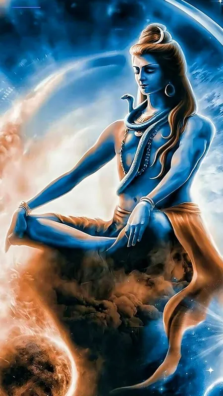 Shiva Seated In Cosmic Glow Mahadev Wallpaper