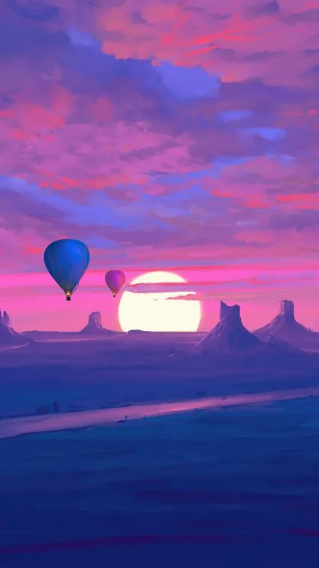 Air Balloons Minimal Morning Nature Wallpaper