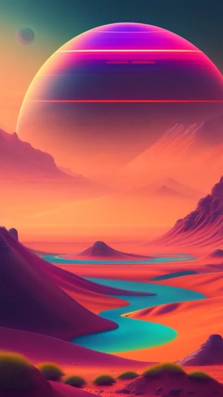 Alien Planet Desert River Nature Wallpaper
