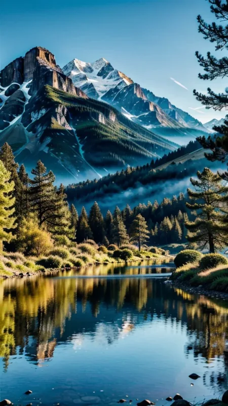 Alpine Lake Autumn Shore Nature Wallpaper