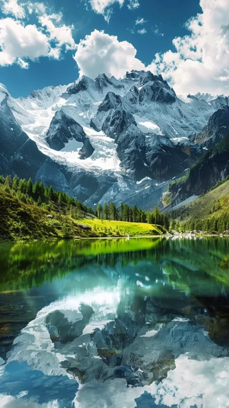 Alpine Lake Mountain Reflection Nature Wallpaper