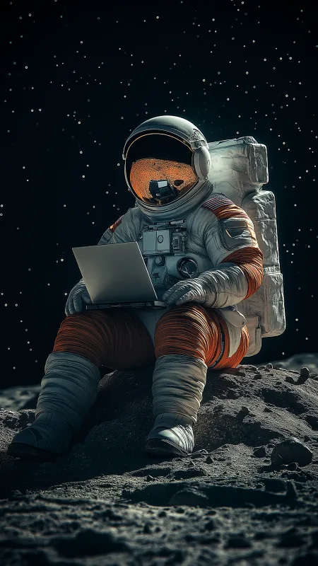 Astronaut Sitting On The Moon HD Nature Wallpaper