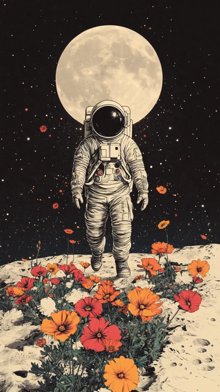 Astronaut Walking On The Moon Nature Wallpaper