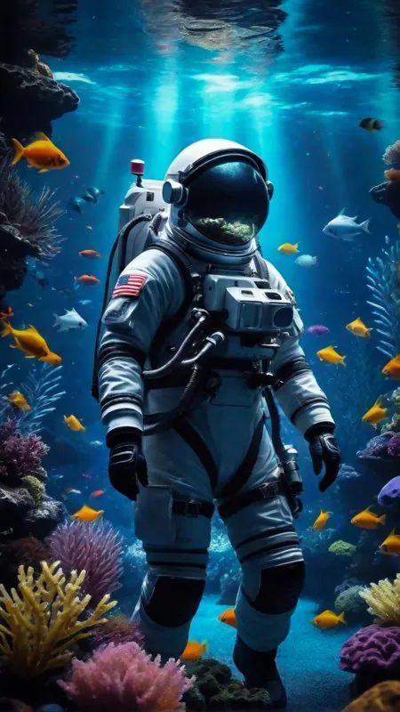Nature Astronaut With Sea Wallpaper