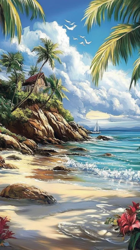 Nature Beach Art Wallpaper