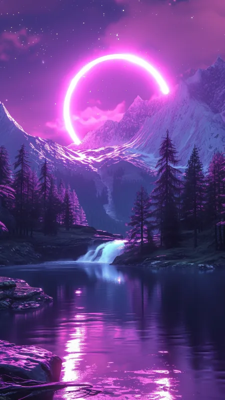 Beautiful Neon Moon Breathtaking Nature Wallpaper