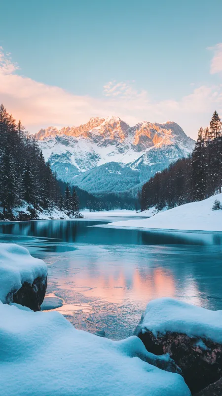 Beautiful Snowy Mountain Landscape Nature Wallpaper