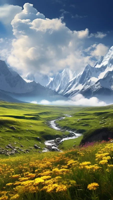 Nature Beautiful View Snow Mountains Wallpaper