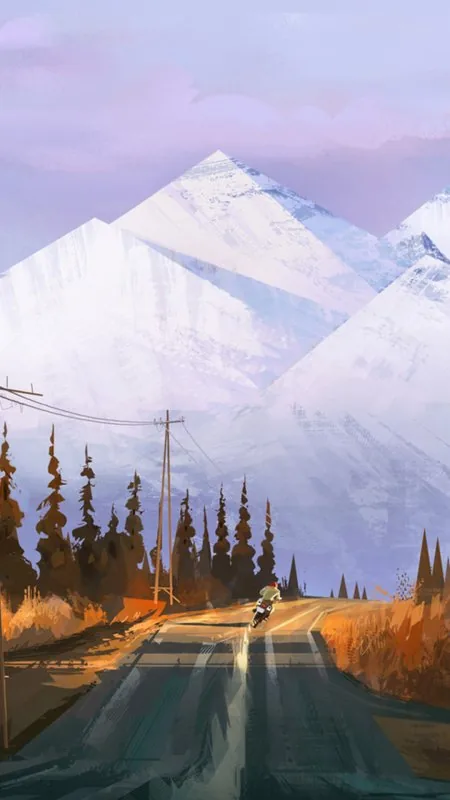 Biker Mountains Nature Wallpaper