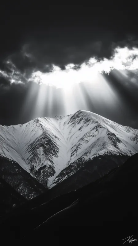 Black And White Snow Covered Mountain HD Nature Wallpaper