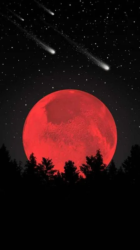 Blood Moon Falling Comets Nature Wallpaper