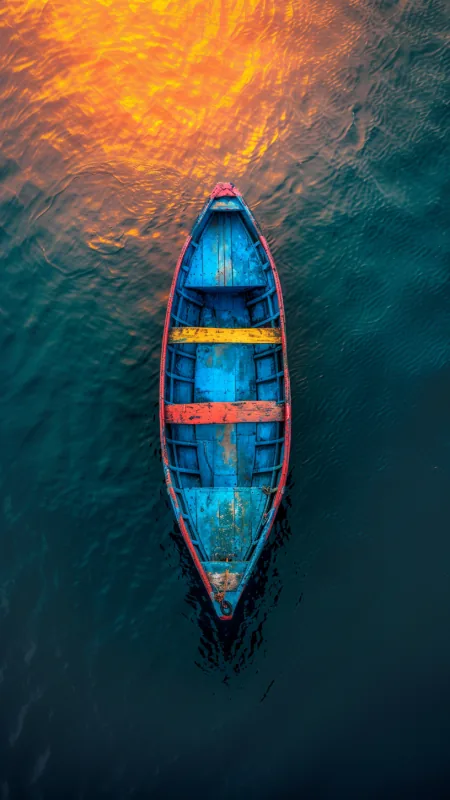 Nature Blue Boat Floating Wallpaper