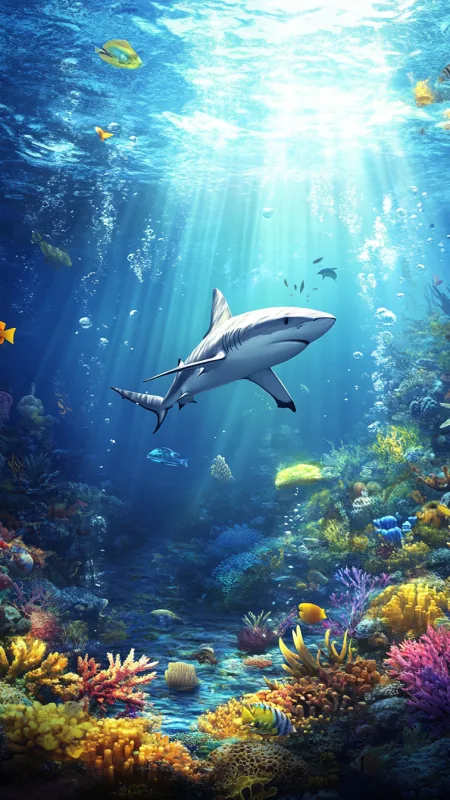 Nature Blue Ocean Shark Wallpaper