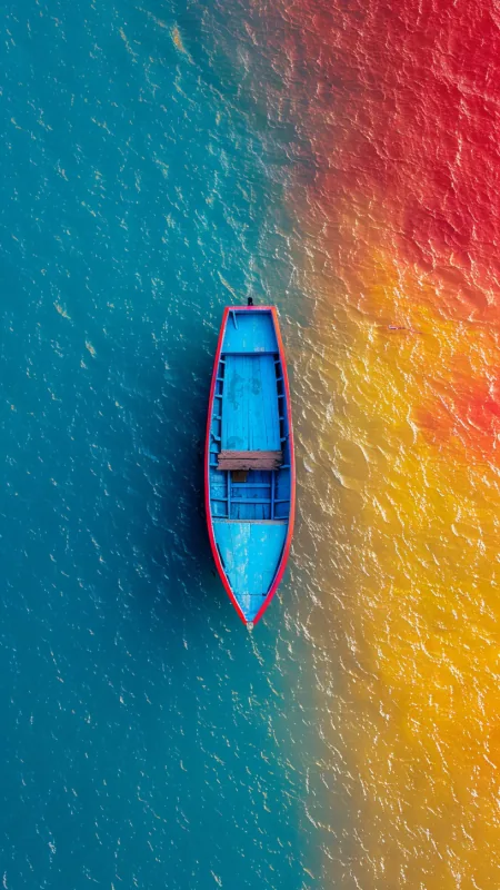 Nature Boat Floating On The Sea Wallpaper