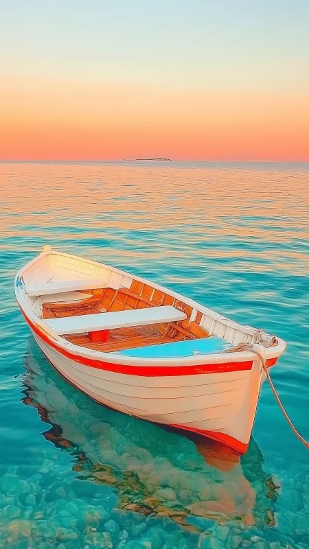 Nature Boat Floating Sea Wallpaper