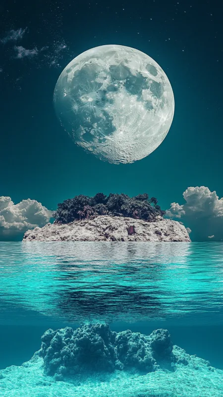 Colored Island In Of The Moon Nature Wallpaper