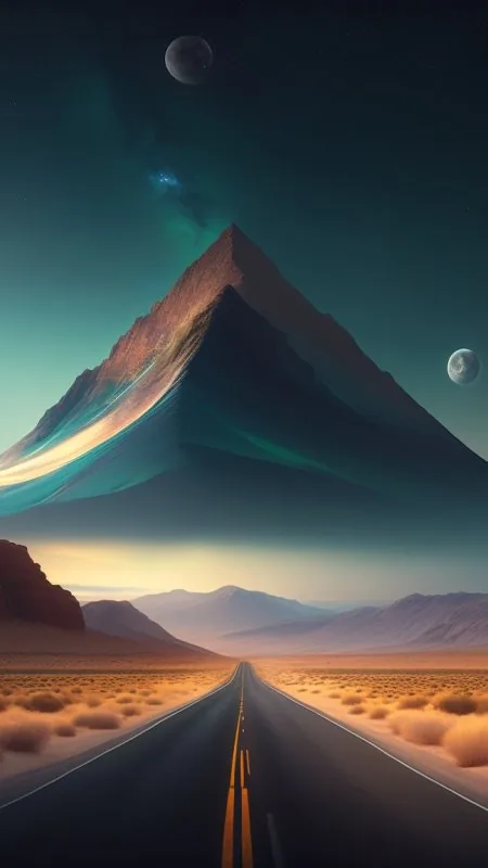 Cosmic Peak Desert Highway Nature Wallpaper