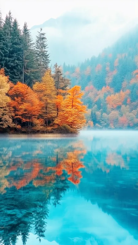 Nature Crystal Clear Lake Trees Wallpaper