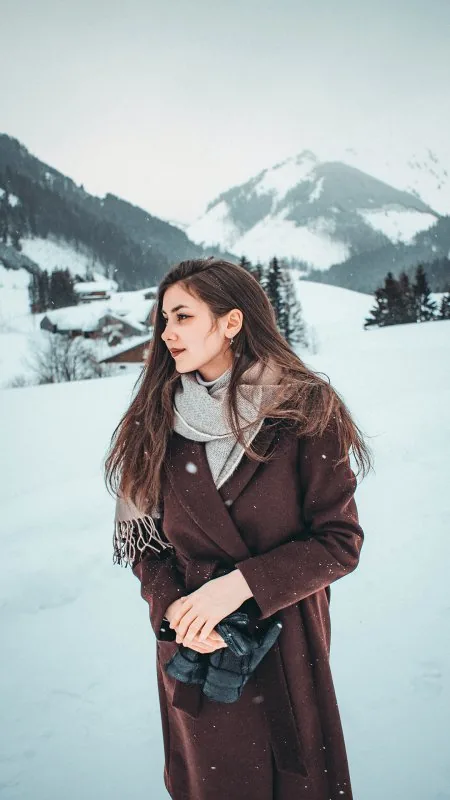 Cute Girl Winter HD Nature Wallpaper