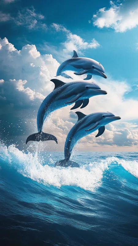 Dolphins Jumping Ocean HD Nature Wallpaper
