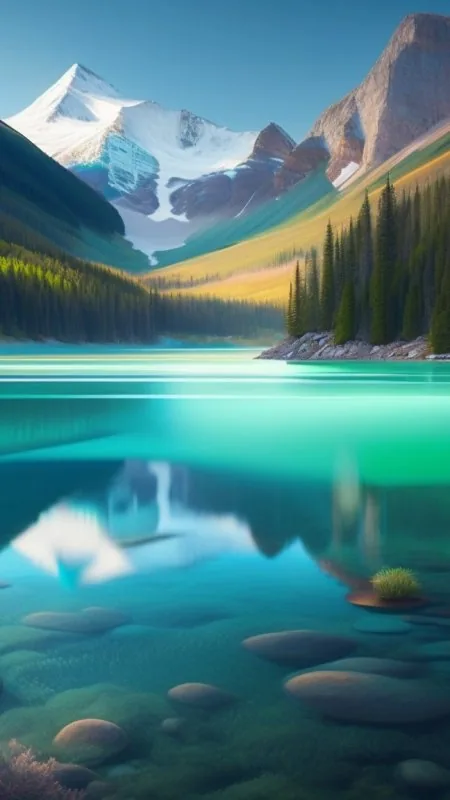 Emerald Lake Snow Valley Nature Wallpaper