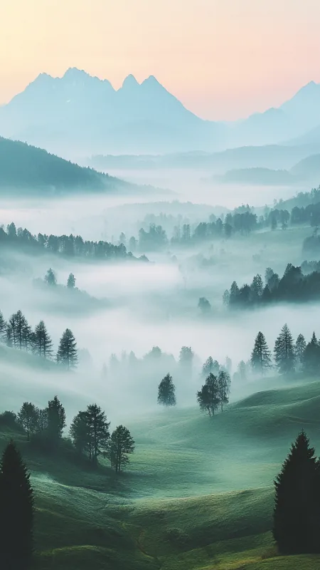 Nature Foggy Mountain Wallpaper