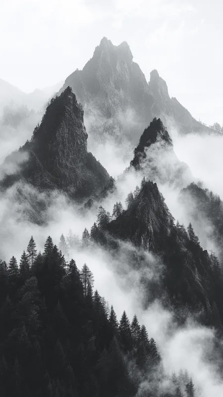 Nature Foggy Mountain Wallpaper
