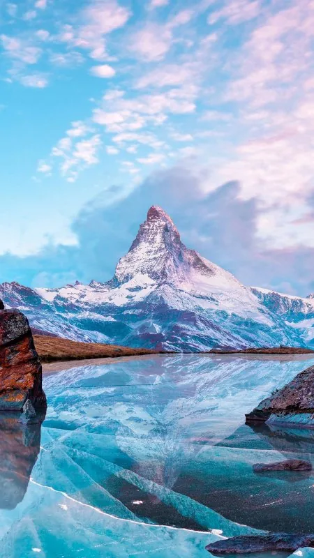 Frozen Lake Reflection Winter Nature Wallpaper