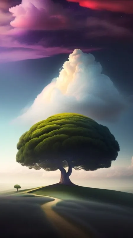 Giant Tree Towering Cloud Nature Wallpaper