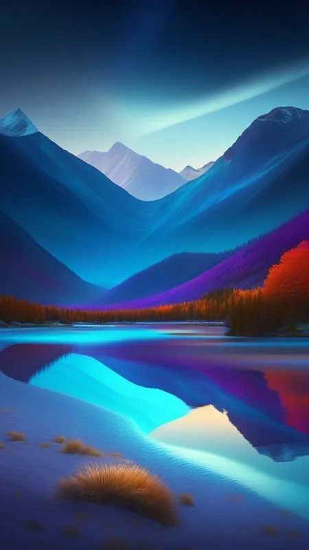 Glowing Blue Valley Lake Nature Wallpaper