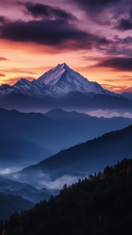 Nature Himalaya Mountain Dark Sunset Wallpaper