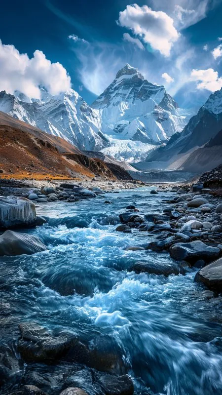 Nature Himalayan Glacier Water Flows Wallpaper