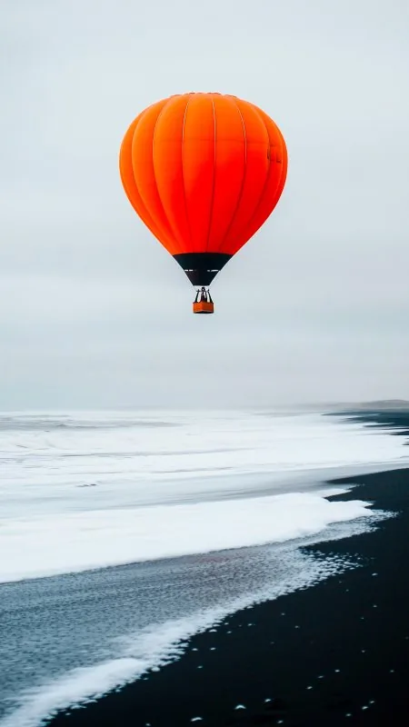 Hot Air Balloon Sea Coast Nature Wallpaper