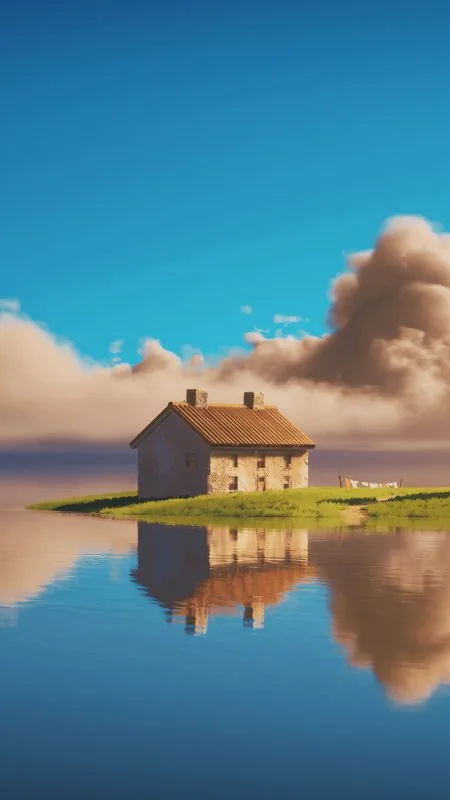 Island Sunny Day Daylight Blue Sky House Nature Wallpaper